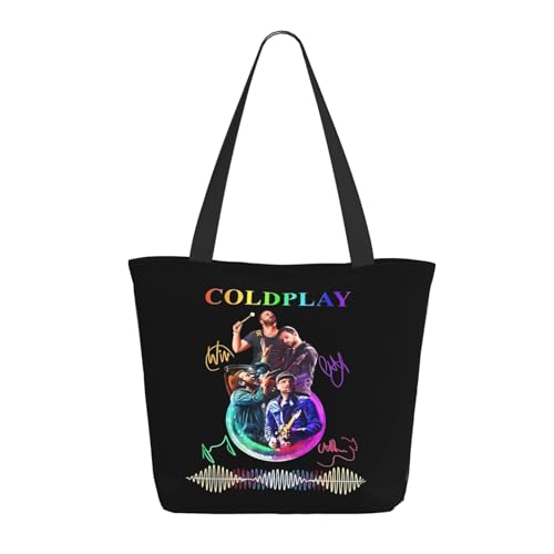 Damen Cold Rock Band Play Einkaufstasche Stylische Shopper Taschen Leichtes Design Verstärkte Gurte Strapazierfähiges Polyester für Laptops und Lebensmittel von LANIPASTUA