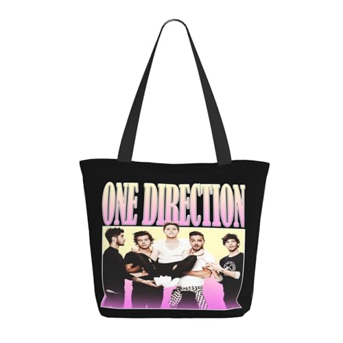 Damen Direc*Tion Music Boy Band One Love Einkaufstasche Stylische Shopper Taschen Leichtes Design Verstärkte Gurte Strapazierfähiges Polyester für Laptops und Lebensmittel von LANIPASTUA