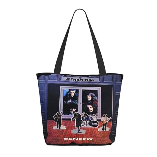 Damen Jethro Rock Band Tull Einkaufstasche Stylische Shopper Taschen Leichtes Design Verstärkte Gurte Strapazierfähiges Polyester für Laptops und Lebensmittel von LANIPASTUA