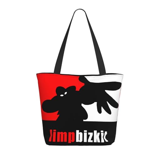 Damen Limp Rap Rock Bizkit band Einkaufstasche Stylische Shopper Taschen Leichtes Design Verstärkte Gurte Strapazierfähiges Polyester für Laptops und Lebensmittel von LANIPASTUA