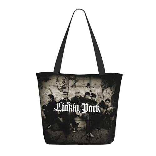 Damen Park Rock Band Lin-kin Chester Einkaufstasche Stylische Shopper Taschen Leichtes Design Verstärkte Gurte Strapazierfähiges Polyester für Laptops und Lebensmittel von LANIPASTUA