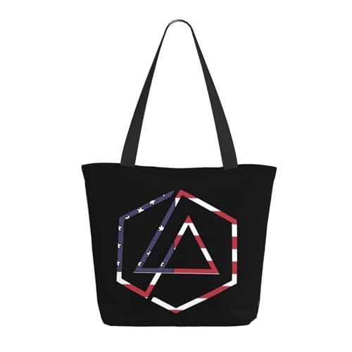 Damen Park Rock Band Lin-kin Chester Einkaufstasche Stylische Shopper Taschen Leichtes Design Verstärkte Gurte Strapazierfähiges Polyester für Laptops und Lebensmittel von LANIPASTUA