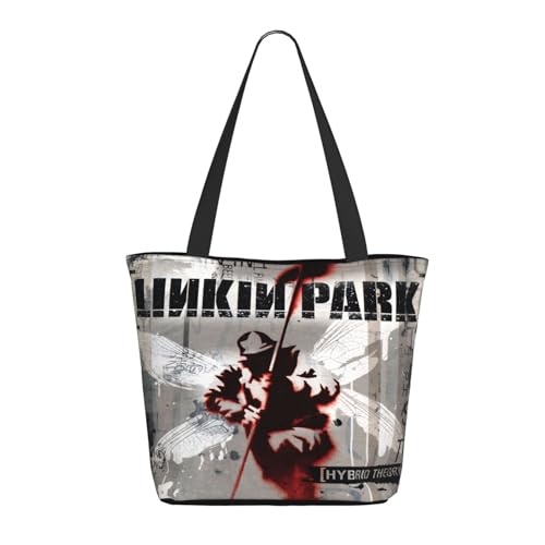 Damen Park Rock Band Lin-kin Chester Einkaufstasche Stylische Shopper Taschen Leichtes Design Verstärkte Gurte Strapazierfähiges Polyester für Laptops und Lebensmittel von LANIPASTUA