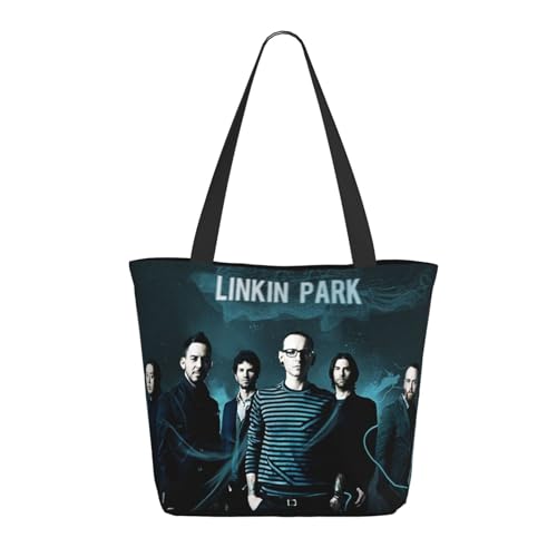 Damen Park Rock Band Lin-kin Chester Einkaufstasche Stylische Shopper Taschen Leichtes Design Verstärkte Gurte Strapazierfähiges Polyester für Laptops und Lebensmittel von LANIPASTUA