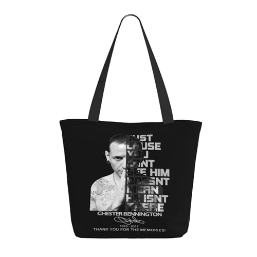 Damen Park Rock Band Lin-kin Chester Einkaufstasche Stylische Shopper Taschen Leichtes Design Verstärkte Gurte Strapazierfähiges Polyester für Laptops und Lebensmittel von LANIPASTUA