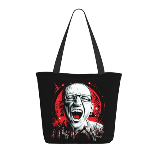 Damen Park Rock Band Lin-kin Chester Einkaufstasche Stylische Shopper Taschen Leichtes Design Verstärkte Gurte Strapazierfähiges Polyester für Laptops und Lebensmittel von LANIPASTUA