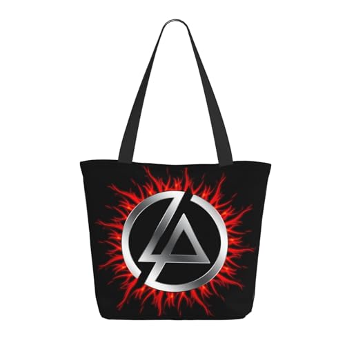 Damen Park Rock Band Lin-kin Chester Einkaufstasche Stylische Shopper Taschen Leichtes Design Verstärkte Gurte Strapazierfähiges Polyester für Laptops und Lebensmittel von LANIPASTUA