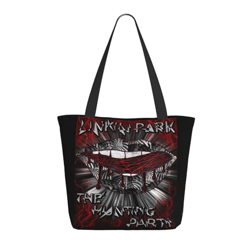 Damen Park Rock Band Lin-kin Chester Einkaufstasche Stylische Shopper Taschen Leichtes Design Verstärkte Gurte Strapazierfähiges Polyester für Laptops und Lebensmittel von LANIPASTUA