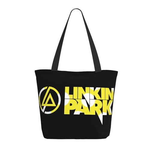 Damen Park Rock Band Lin-kin Chester Einkaufstasche Stylische Shopper Taschen Leichtes Design Verstärkte Gurte Strapazierfähiges Polyester für Laptops und Lebensmittel von LANIPASTUA