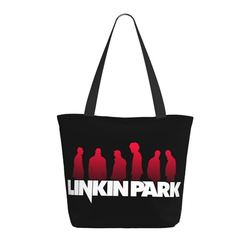 Damen Park Rock Band Lin-kin Chester Einkaufstasche Stylische Shopper Taschen Leichtes Design Verstärkte Gurte Strapazierfähiges Polyester für Laptops und Lebensmittel von LANIPASTUA