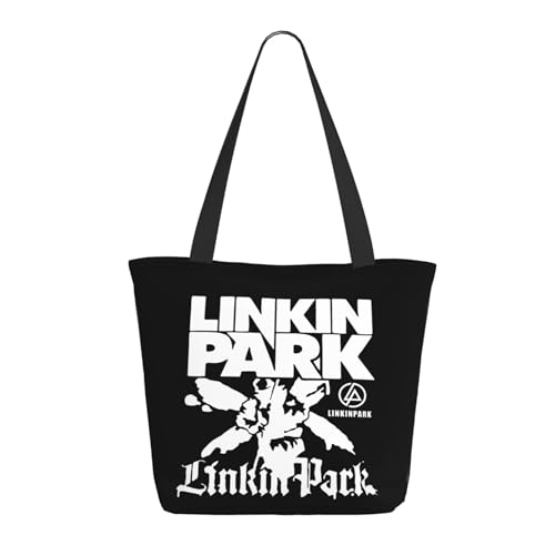 Damen Park Rock Band Lin-kin Chester Einkaufstasche Stylische Shopper Taschen Leichtes Design Verstärkte Gurte Strapazierfähiges Polyester für Laptops und Lebensmittel von LANIPASTUA