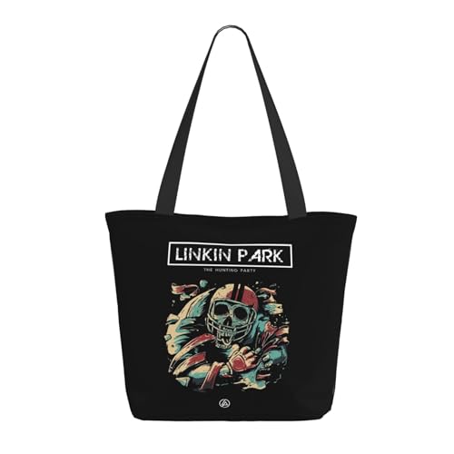 Damen Park Rock Band Lin-kin Chester Einkaufstasche Stylische Shopper Taschen Leichtes Design Verstärkte Gurte Strapazierfähiges Polyester für Laptops und Lebensmittel von LANIPASTUA