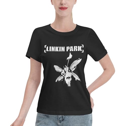 Damen Park Rock Band Lin-kin Chester T-Shirts Klassisch Top Baumwolle Standard Kurzarm weich dehnbar und schrumpffest ideal für tägliche Aktivitäten und Heimgebrauch Damen Park Rock Band Lin-kin Chester T-Shirts Klassisch Top Baumwolle Standard Kurzarm weich dehnbar und schrumpffest ideal für tägliche Aktivitäten und Heimgebrauch von LANIPASTUA