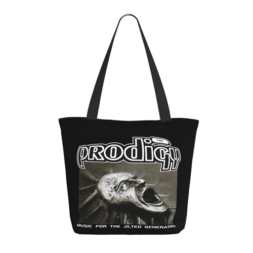 Damen The Pro*digy band Einkaufstasche Stylische Shopper Taschen Leichtes Design Verstärkte Gurte Strapazierfähiges Polyester für Laptops und Lebensmittel von LANIPASTUA