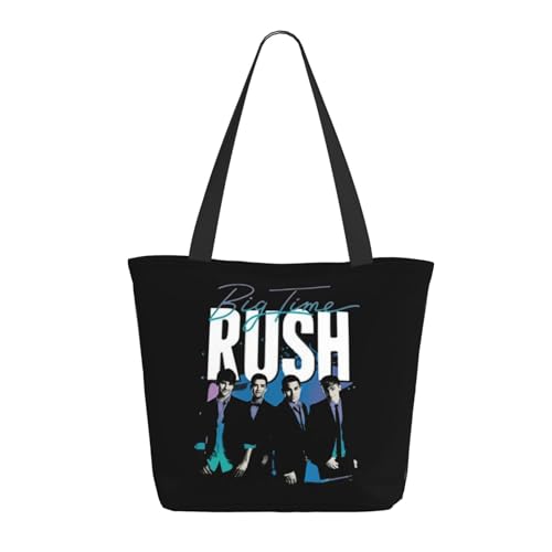 Damen Time Rock Music boy band Rush Einkaufstasche Stylische Shopper Taschen Leichtes Design Verstärkte Gurte Strapazierfähiges Polyester für Laptops und Lebensmittel von LANIPASTUA