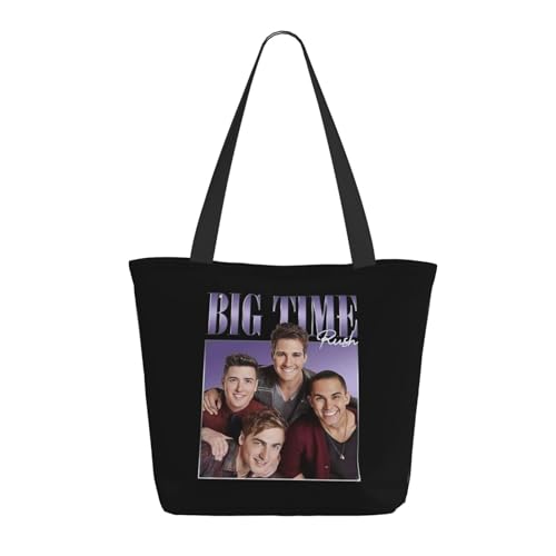 Damen Time Rock Music boy band Rush Einkaufstasche Stylische Shopper Taschen Leichtes Design Verstärkte Gurte Strapazierfähiges Polyester für Laptops und Lebensmittel von LANIPASTUA