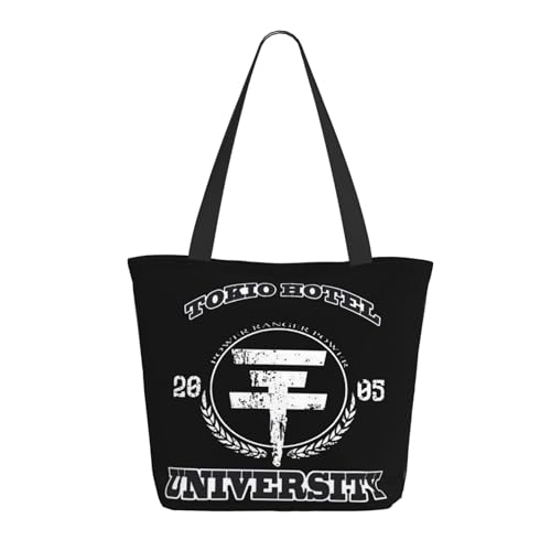 Damen Tokio Music Rock Band Kaulitz Hotel Einkaufstasche Stylische Shopper Taschen Leichtes Design Verstärkte Gurte Strapazierfähiges Polyester für Laptops und Lebensmittel von LANIPASTUA