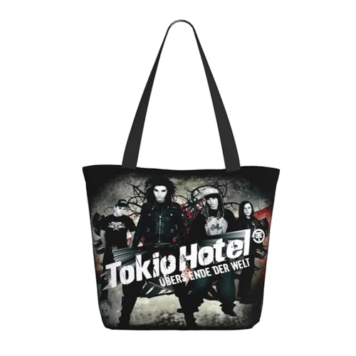Damen Tokio Music Rock Band Kaulitz Hotel Einkaufstasche Stylische Shopper Taschen Leichtes Design Verstärkte Gurte Strapazierfähiges Polyester für Laptops und Lebensmittel von LANIPASTUA