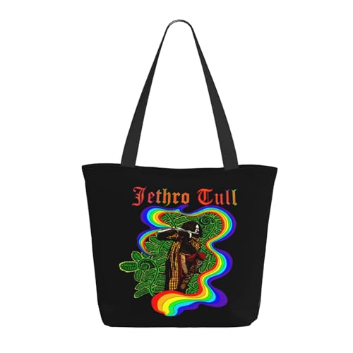 Damen Tull Rock Band Jethro Einkaufstasche Stylische Shopper Taschen Leichtes Design Verstärkte Gurte Strapazierfähiges Polyester für Laptops und Lebensmittel von LANIPASTUA