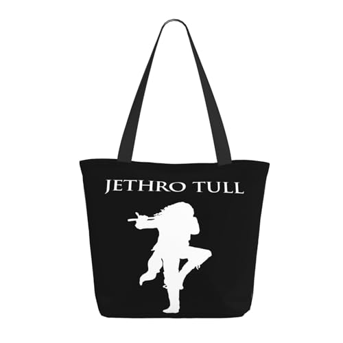 Damen Tull Rock Band Jethro Einkaufstasche Stylische Shopper Taschen Leichtes Design Verstärkte Gurte Strapazierfähiges Polyester für Laptops und Lebensmittel von LANIPASTUA