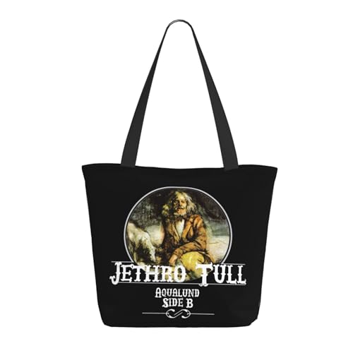 Damen Tull Rock Band Jethro Einkaufstasche Stylische Shopper Taschen Leichtes Design Verstärkte Gurte Strapazierfähiges Polyester für Laptops und Lebensmittel von LANIPASTUA