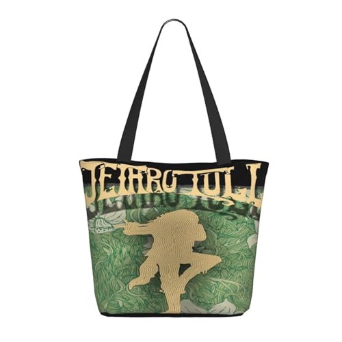 Damen Tull Rock Band Jethro Einkaufstasche Stylische Shopper Taschen Leichtes Design Verstärkte Gurte Strapazierfähiges Polyester für Laptops und Lebensmittel von LANIPASTUA