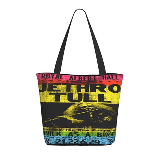 Damen Tull Rock Band Jethro Einkaufstasche Stylische Shopper Taschen Leichtes Design Verstärkte Gurte Strapazierfähiges Polyester für Laptops und Lebensmittel von LANIPASTUA
