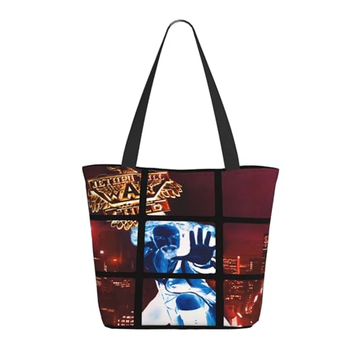 Damen Tull Rock Band Jethro Einkaufstasche Stylische Shopper Taschen Leichtes Design Verstärkte Gurte Strapazierfähiges Polyester für Laptops und Lebensmittel von LANIPASTUA