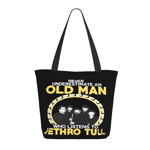 Damen Tull Rock Band Jethro Einkaufstasche Stylische Shopper Taschen Leichtes Design Verstärkte Gurte Strapazierfähiges Polyester für Laptops und Lebensmittel von LANIPASTUA