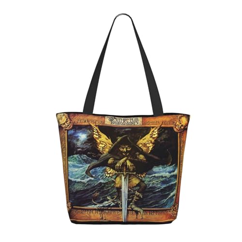 Damen Tull Rock Band Jethro Einkaufstasche Stylische Shopper Taschen Leichtes Design Verstärkte Gurte Strapazierfähiges Polyester für Laptops und Lebensmittel von LANIPASTUA