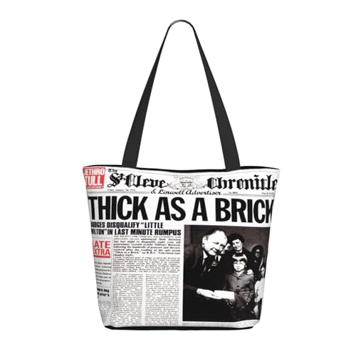 Damen Tull Rock Band Jethro Einkaufstasche Stylische Shopper Taschen Leichtes Design Verstärkte Gurte Strapazierfähiges Polyester für Laptops und Lebensmittel von LANIPASTUA