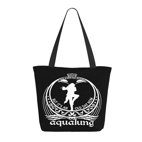 Damen Tull Rock Band Jethro Einkaufstasche Stylische Shopper Taschen Leichtes Design Verstärkte Gurte Strapazierfähiges Polyester für Laptops und Lebensmittel von LANIPASTUA