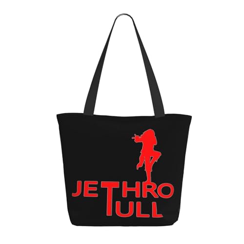 Damen Tull Rock Band Jethro Einkaufstasche Stylische Shopper Taschen Leichtes Design Verstärkte Gurte Strapazierfähiges Polyester für Laptops und Lebensmittel von LANIPASTUA