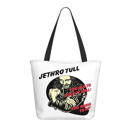 Damen Tull Rock Band Jethro Einkaufstasche Stylische Shopper Taschen Leichtes Design Verstärkte Gurte Strapazierfähiges Polyester für Laptops und Lebensmittel von LANIPASTUA