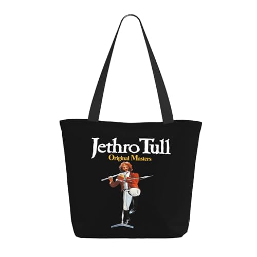 Damen Tull Rock Band Jethro Einkaufstasche Stylische Shopper Taschen Leichtes Design Verstärkte Gurte Strapazierfähiges Polyester für Laptops und Lebensmittel von LANIPASTUA