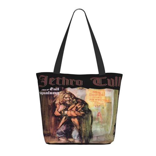 Damen Tull Rock Band Jethro Einkaufstasche Stylische Shopper Taschen Leichtes Design Verstärkte Gurte Strapazierfähiges Polyester für Laptops und Lebensmittel von LANIPASTUA
