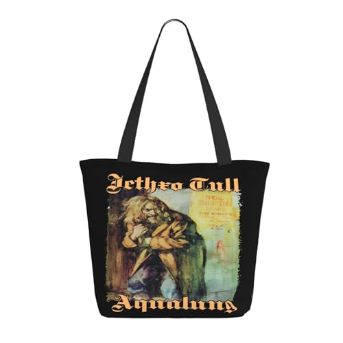 Damen Tull Rock Band Jethro Einkaufstasche Stylische Shopper Taschen Leichtes Design Verstärkte Gurte Strapazierfähiges Polyester für Laptops und Lebensmittel von LANIPASTUA