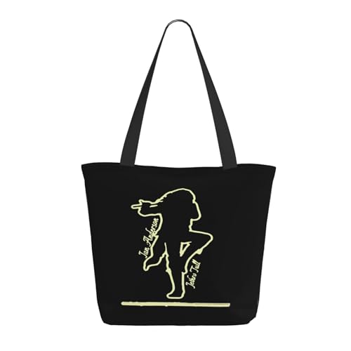 Damen Tull Rock Band Jethro Einkaufstasche Stylische Shopper Taschen Leichtes Design Verstärkte Gurte Strapazierfähiges Polyester für Laptops und Lebensmittel von LANIPASTUA