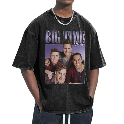 Unisex Time Rock Music Boy Band Rush T-Shirt Baumwolle T-Shirt Antik Waschverfahren Abgesenkte Schulter Kurzarm für Büro Wochenenden und sportliche Aktivitäten von LANIPASTUA