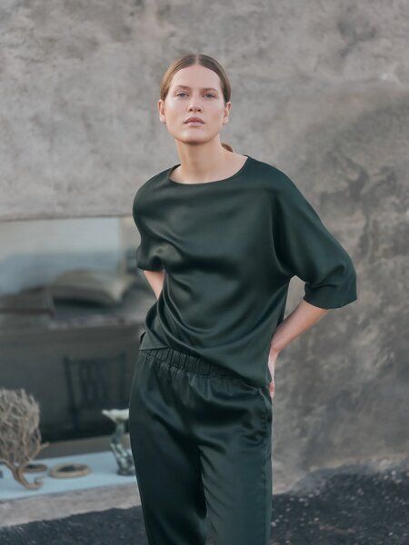 LANIUS 3/4 Arm Bluse in waldgrün von LANIUS