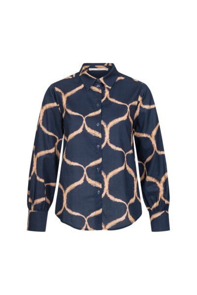 LANIUS Damen Hemdbluse aus Biobaumwolle mit Alloverprint "Orient", Farbe Orient Night Sky von LANIUS