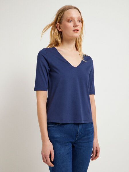 LANIUS Halbarmshirt mit V-Ausschnitt aus Bio-Baumwolle von LANIUS