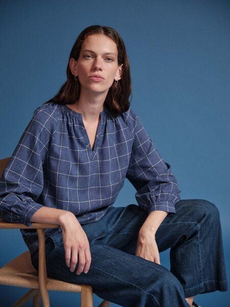 LANIUS Karo Bluse aus Hanf & TENCEL von LANIUS