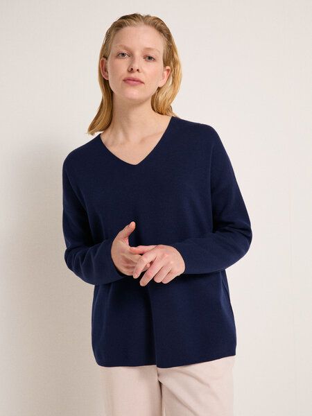 LANIUS Pullover mit V-Ausschnitt aus Bio-Schurwolle und Bio-Baumwolle von LANIUS