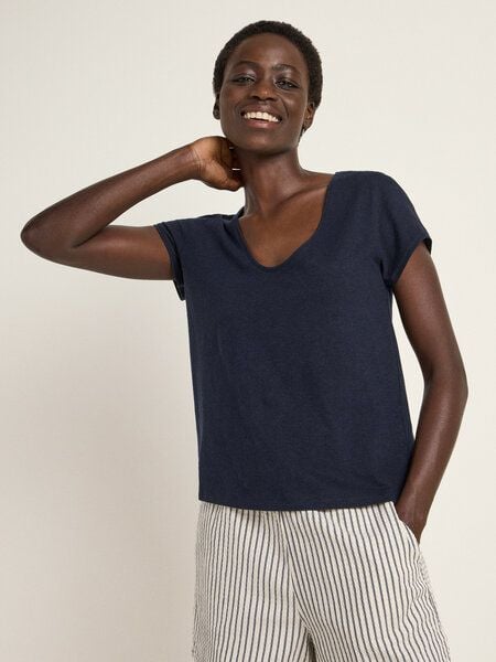 LANIUS Shirt mit tiefem Ausschnit (OCS) aus Hanf und Bio-Baumwolle von LANIUS