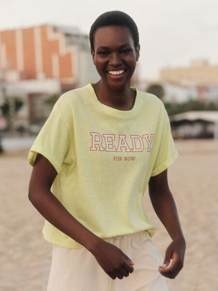 LANIUS Statementshirt "READY" (OCS) aus Hanf und Bio-Baumwolle von LANIUS