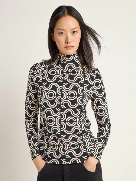 LANIUS Stehkragenshirt mit Kräuseln aus Bio-Baumwolle und Tencel von LANIUS