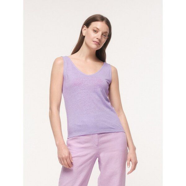 LANIUS Tanktop mit V-Ausschnitt aus Bio-Leinen von LANIUS