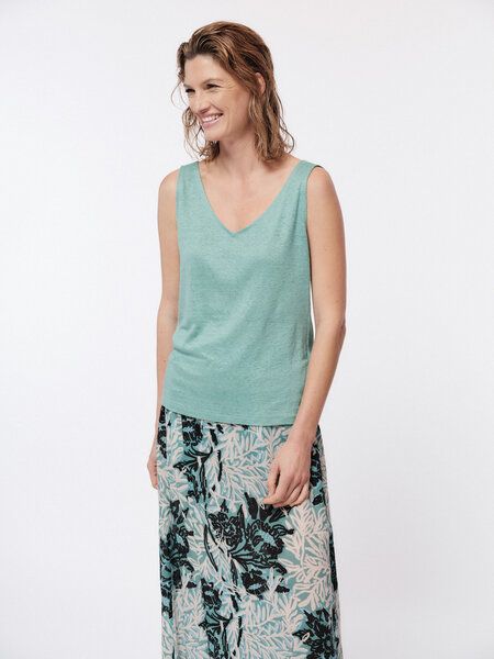 LANIUS Tanktop mit V-Ausschnitt aus Bio-Leinen von LANIUS