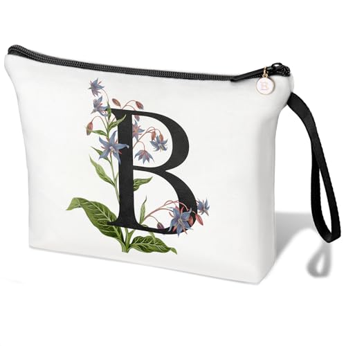 Initial Letter Bag Letter Bag Letter Makeup Bag for Women Initial Cosmetic Bag A-Z Personalized Makeup Bag Travel Makeup Bag,Initial Cosmetic Bag Gifts, Weiß B, T-Buchstabe von LANJU